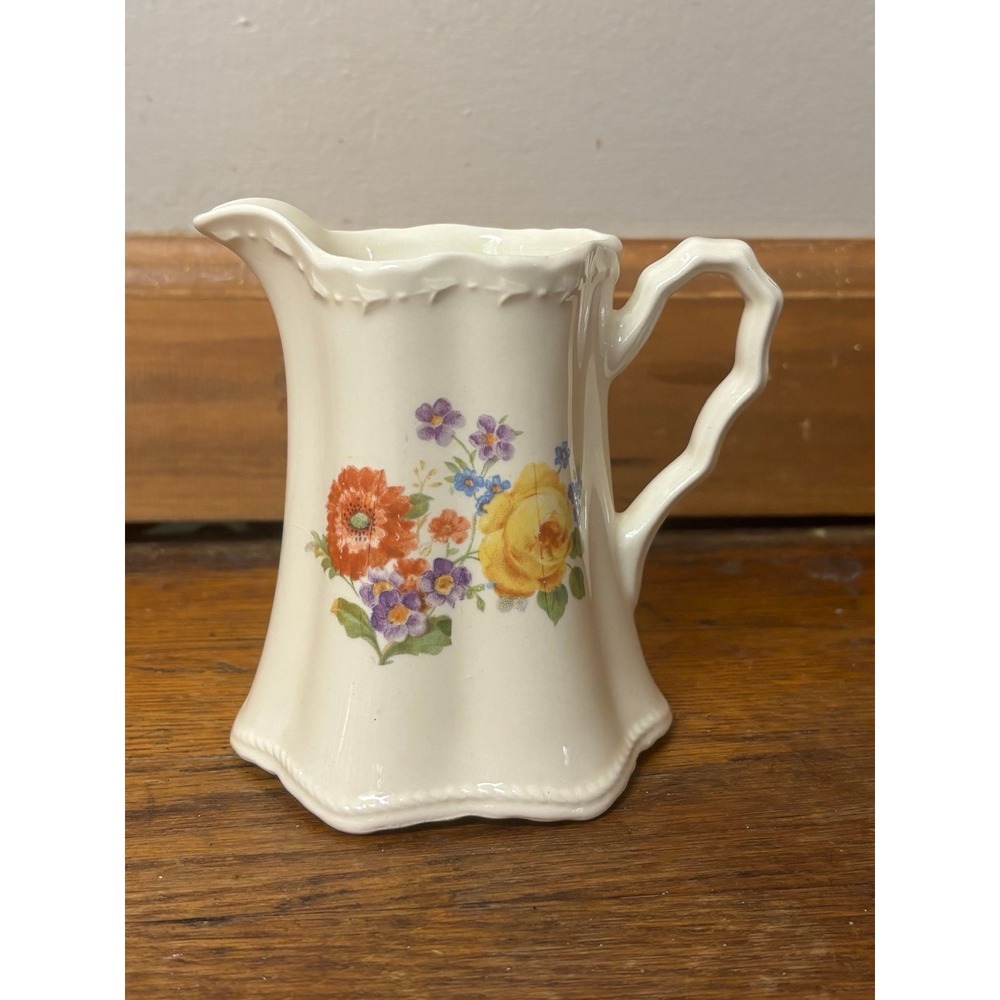 Vintage Crooksville China Floral Pitcher Creamer Made in USA